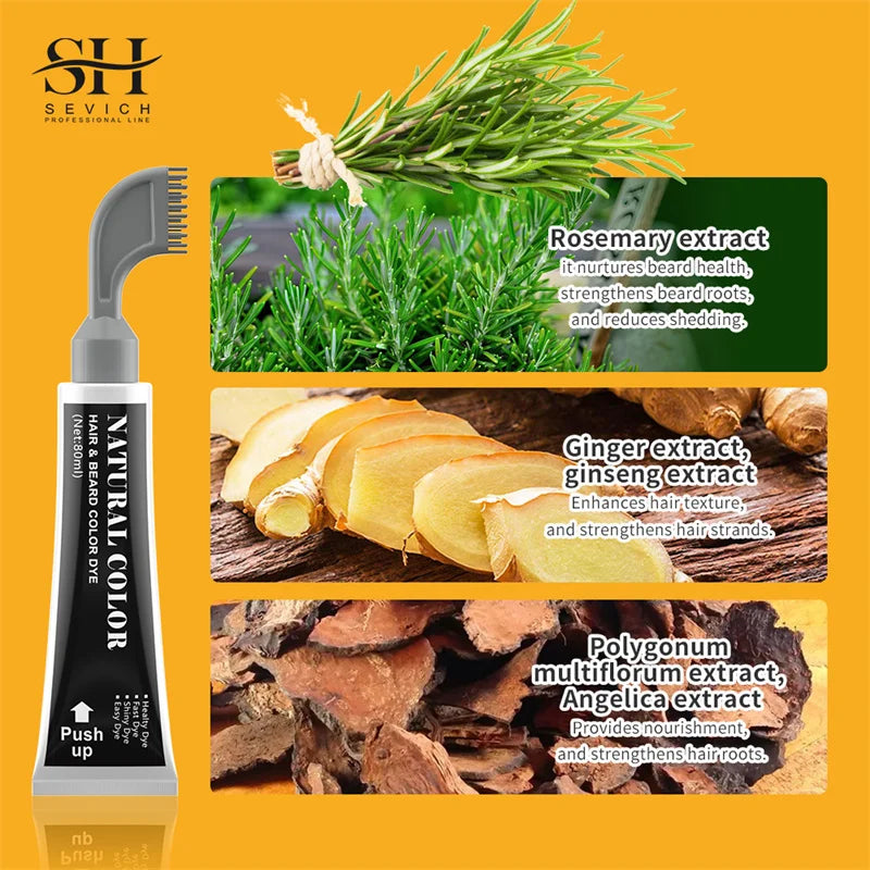 NEW Black Beard Dye Cream With Comb 80ml Natural Men Beard Dye Shampoo Permanent Beard Coloring Cream Fashion Modelling Tool