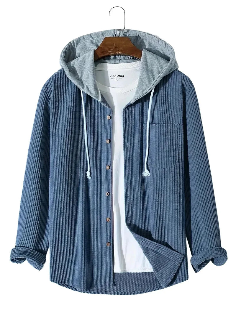 Men Cardigan Single Breasted Hoodies Hooded Sweatshirts Spliced Button Long Sleeve Outerwear Casual Sports Pockets Loose
