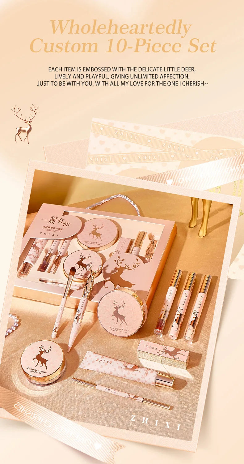10-Piece Complete Makeup Gift Set Full Face Cosmetics Kit Luxurious Beauty Collection,Birthday & Valentine‘s Day Gift