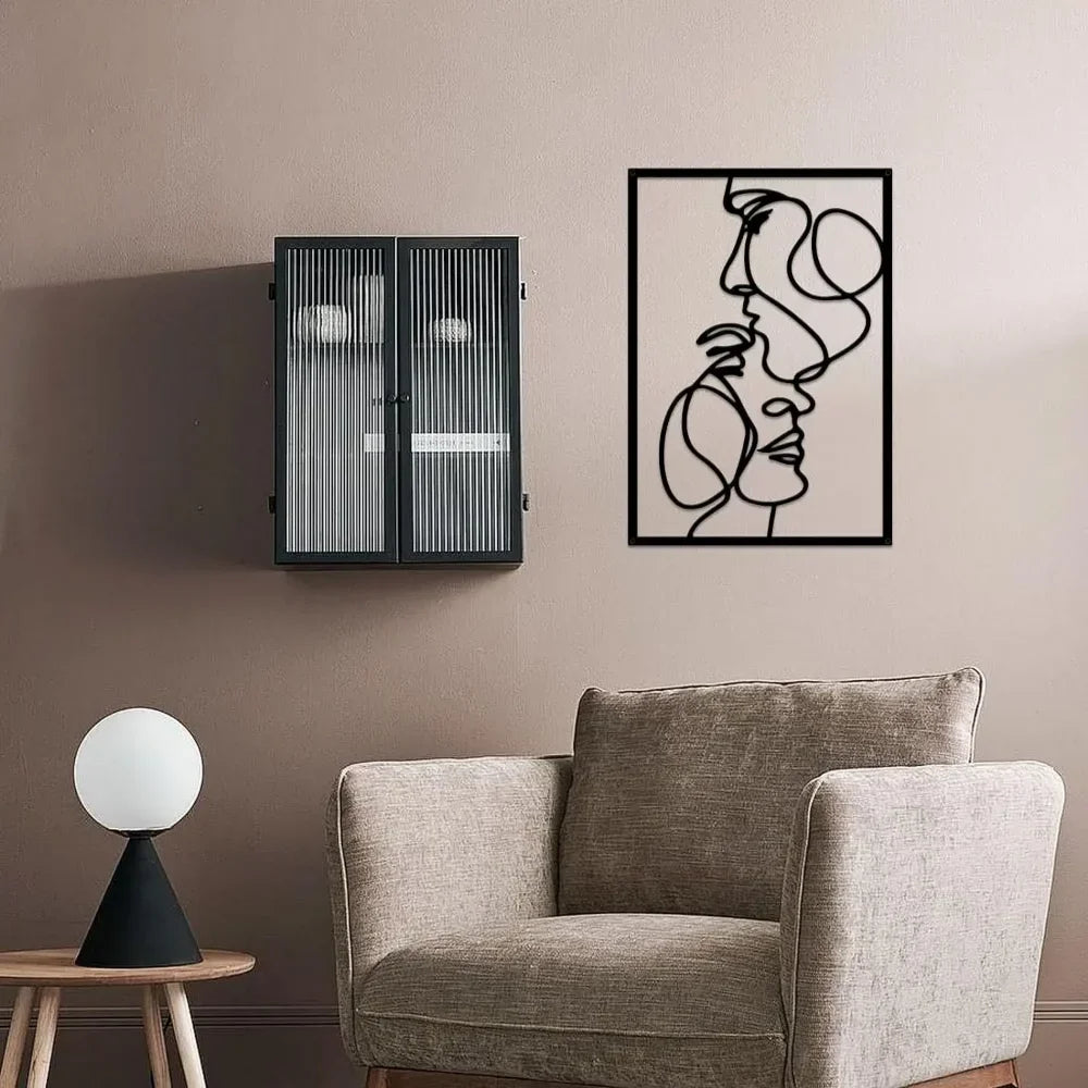 Metal Minimalist Wall Art: Valentine's Day Lover Kiss Design. Modern Décor.Valentine's Kiss Design for Modern Home.