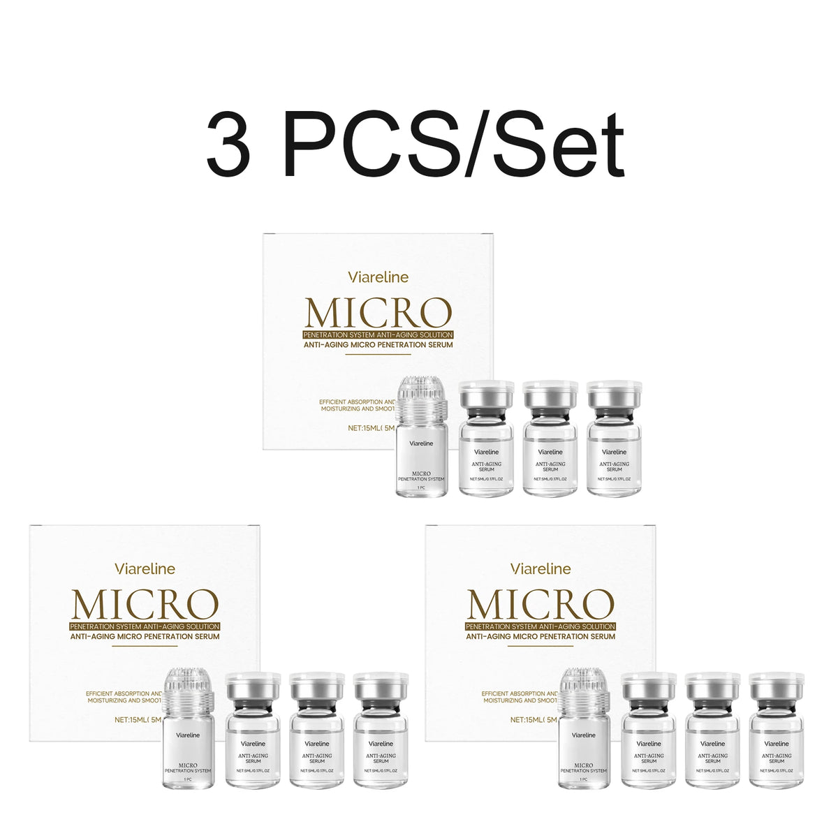 Collagen 0.2mm Microneedle Serum Set Hydrating Firming Smoothing Facial Roller Serum Pro Home Beauty Care Kit Glowing Skincare