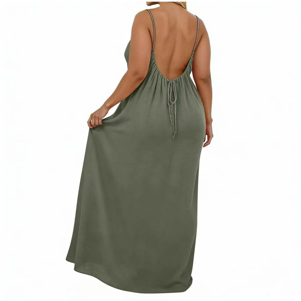 Sexy Suspender Long Dress For Women Plus Size Backless Strappy Maxi Dresses Summer Holiday Beach Party Sundress Robe Vestidos
