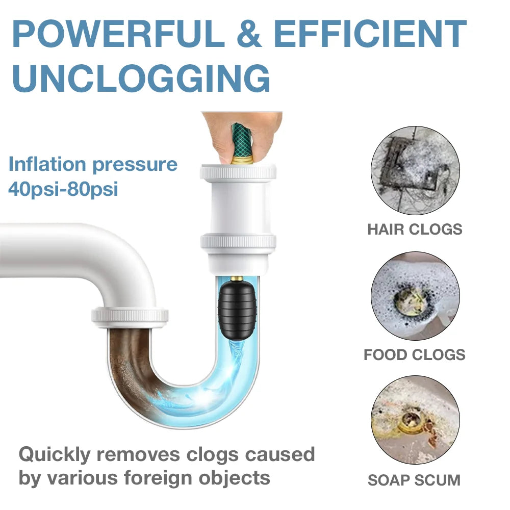 Drain Cleaning Bladders, Suitable For 1-Inch To 6-Inch Pipes, Quickly Unclog Clogged Drains Safe And Durable, Made Of Rubber