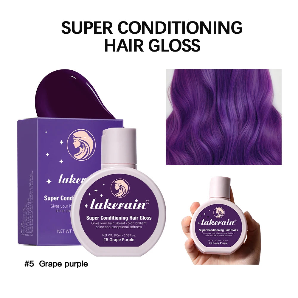 Hair Glaze Super Gloss Color Conditioning Gloss Rinse Out Semi-Permanent Hair Gloss that Enhances Color Nourish and repair Easy