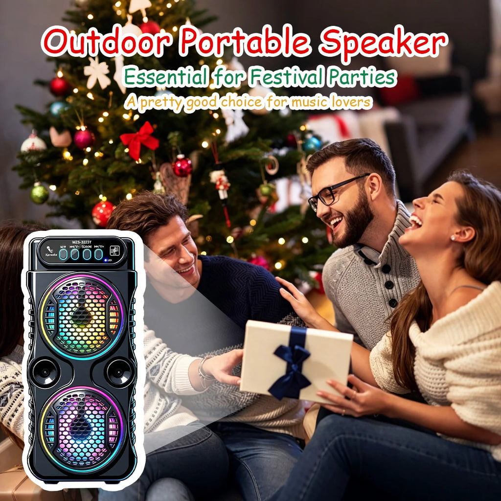 8800Hz Portable Bluetooth Speaker, Portable Heavy Bass Loud Speaker with RGB Colorful Lights & Microphone, Support USB TF