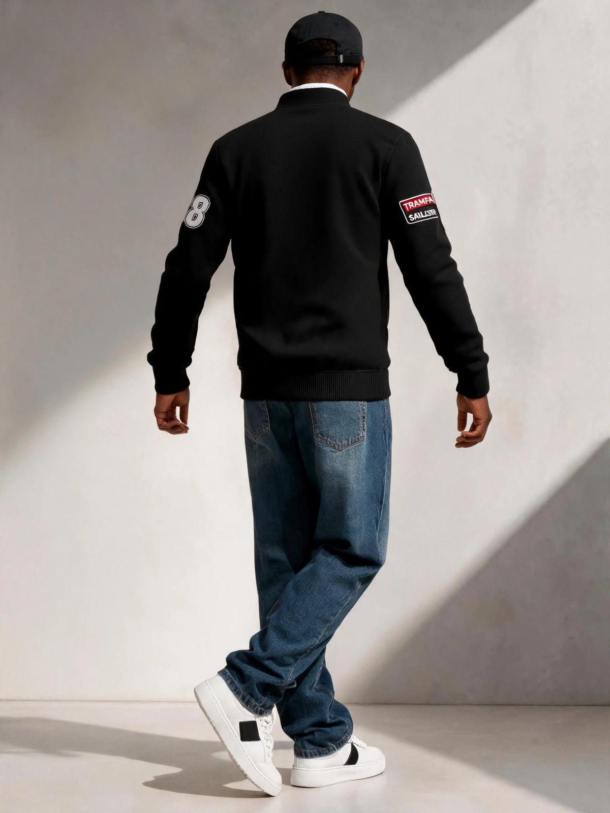 Men's pilot jacket with zipper pocket, casual baseball collar, outdoor sports pilot jacket