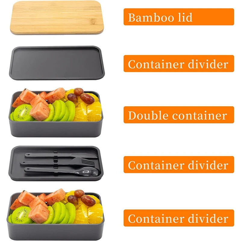 Stackable Bento Box with Utensils 1200ML All-in-One Meal Prep Compartment Lunch Containers Leak Resistant Lunch Box JT440