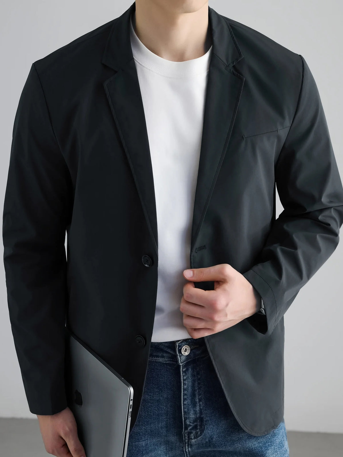 Lightweight Windproof Anti-Wrinkle Slim Fit Men's Business Casual Notch Lapel Suit Jacket Commuting Autumn Polyester Fiber