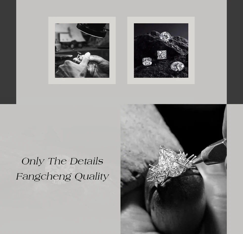 ATTAGEMS Original DVVS1 Moissanite Rings Rectangular Design forWomen 925 Sterling Silver White Gold Engagement Ring Fine Jewelry