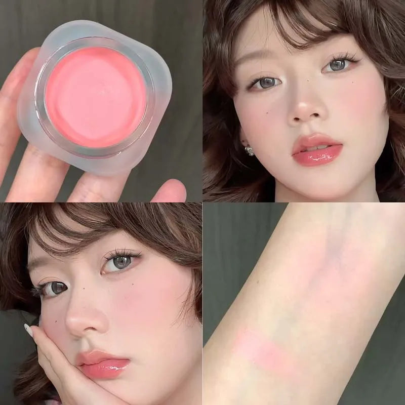 Purple Blush Cream Cheek Rouge Rose Brown Mud Palette Long-Lasting Waterproof Monochrome Brighten Face Moisturizing Blush Makeup