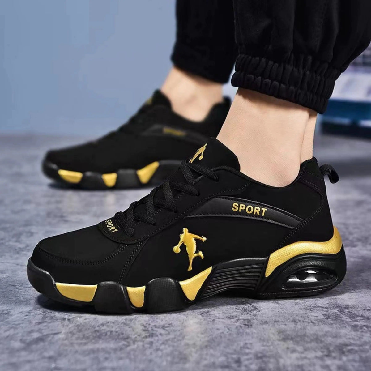 Comfortable Fashionable Men's Running Shoes Spring Outdoor Anti-slip Travel Sneakers Breathable Mesh Inner Synthetic Leather