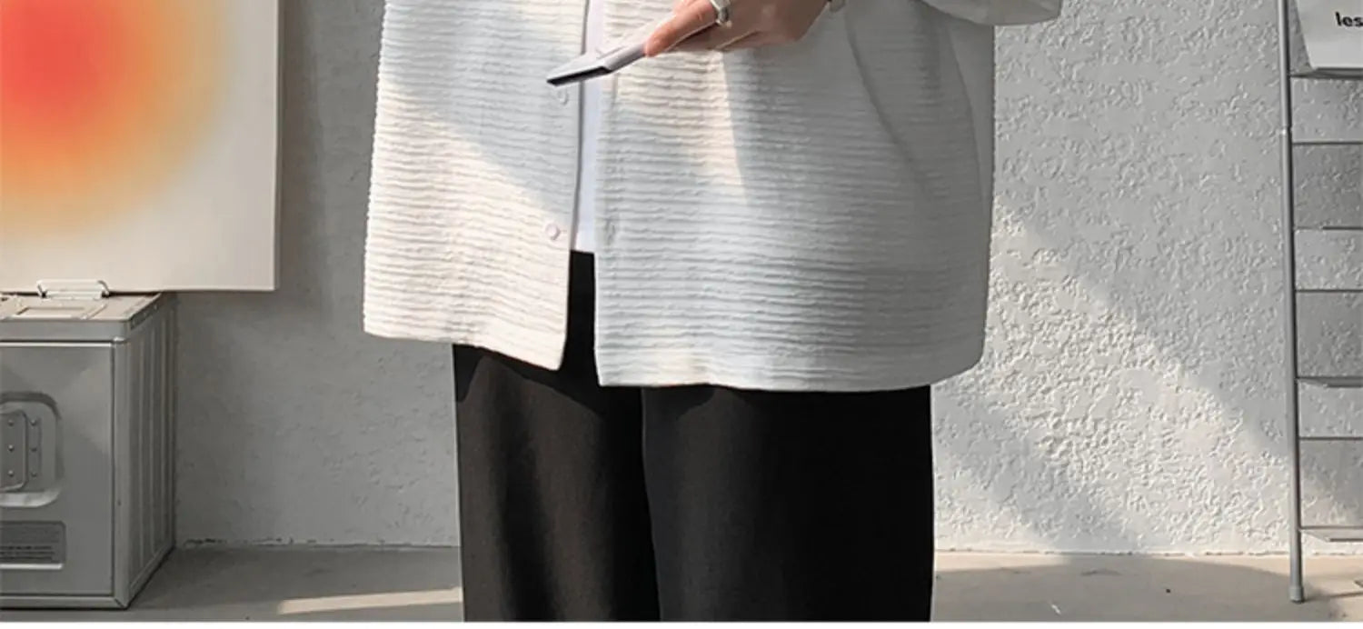 LEGIBLE Spring Summer Solid Shirts Men Casual Oversized Three Quarter Shirts Male Loose Fit Shirt for Man