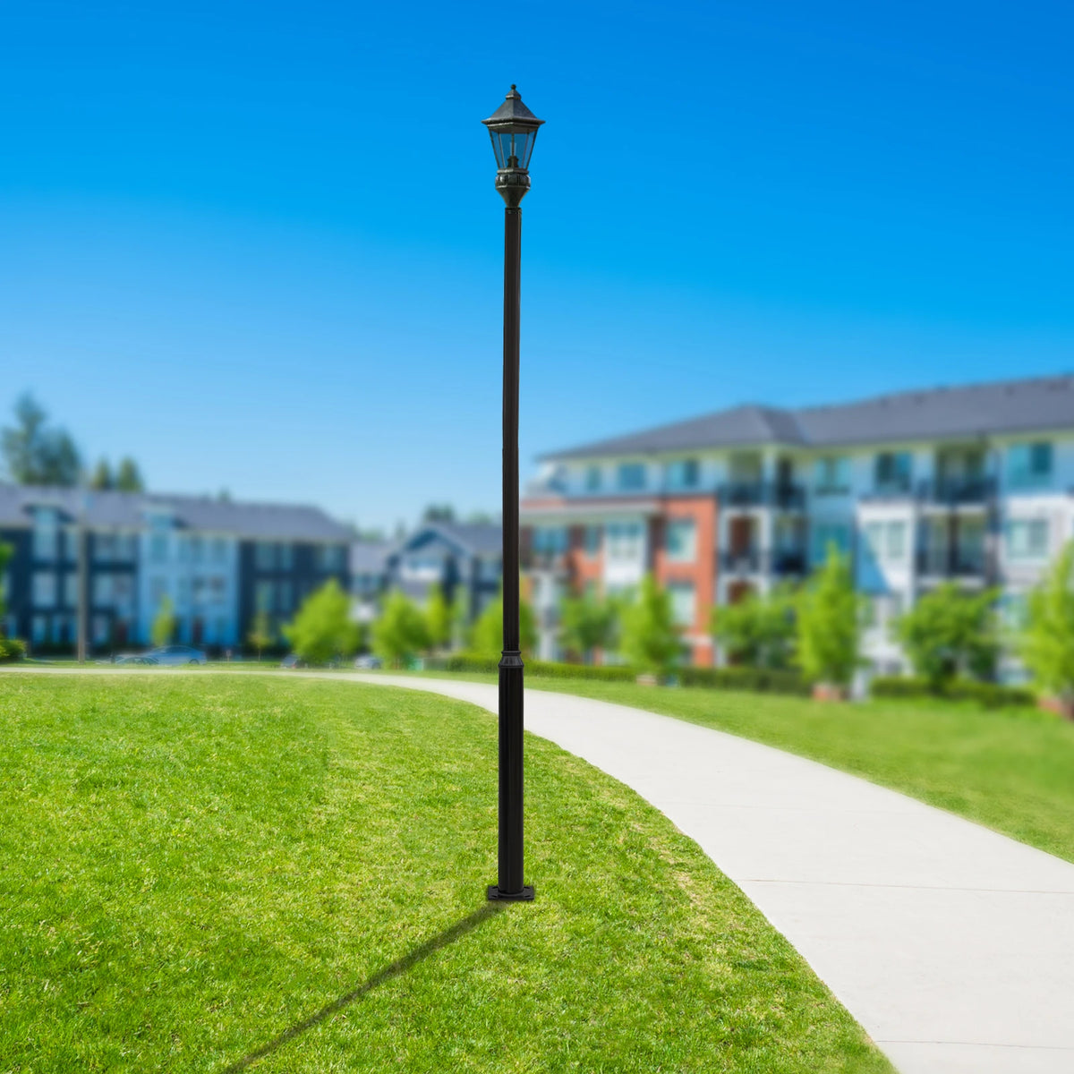 Street Light Pole, Street Lamp Post, Split Street Lamp Post, 5m Tall Outdoor Iron Pole, Galvanized Baking Paint Black, Floor Mounted, Load Capacity 100kg, for Solar Light Garden Light Surveillance Camera, Street Yard Parking