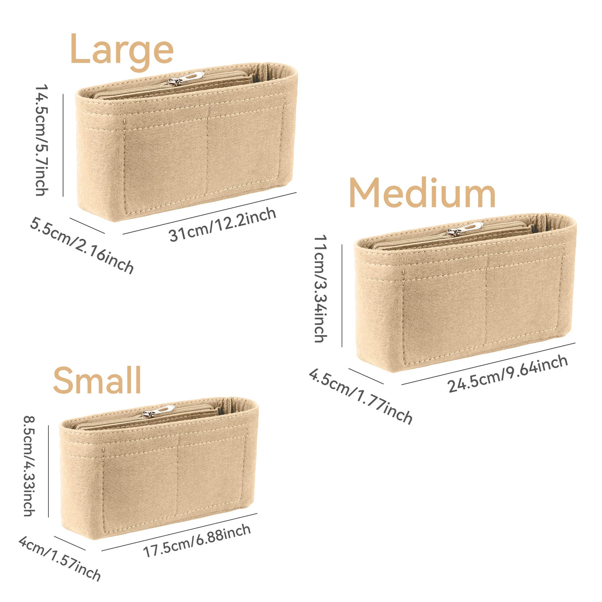 Trendy Felt Insert Bag Organizer Makeup Organizers Liner Perfect for Brand Women's Handbags Cosmetic Bags Bag Accesories