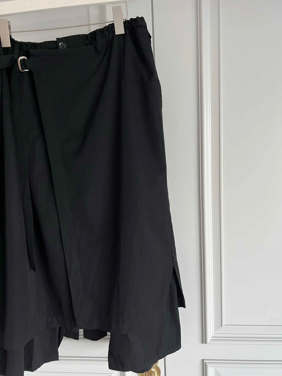 TOP-YAMAMOTO original design black loose double-layer elastic waist culottes and dark niche Japanese-style trousers