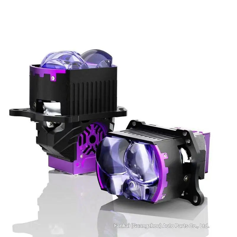 New 3 Inch Square Bi LED Projector Headlight with Halo Five Lens 4 Low 10 High Laser Dual Fan Cooling Car LED Headlamp Retrofit