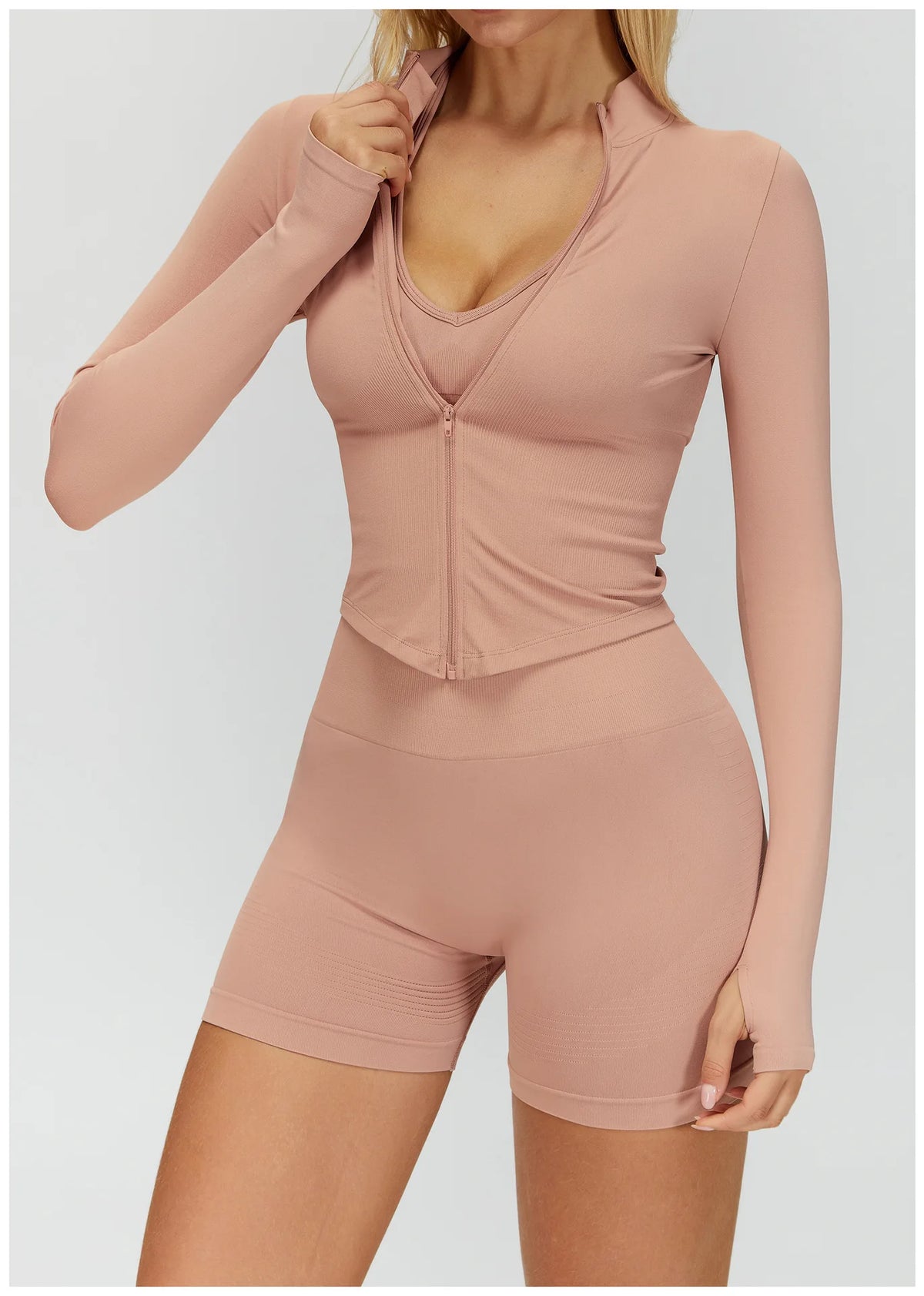 Zipper Yoga Shirts For Women Long Sleeve Seamless Fitness Running Gym Jacket Workout Dry Fit Breathable High Elastic Sports Top