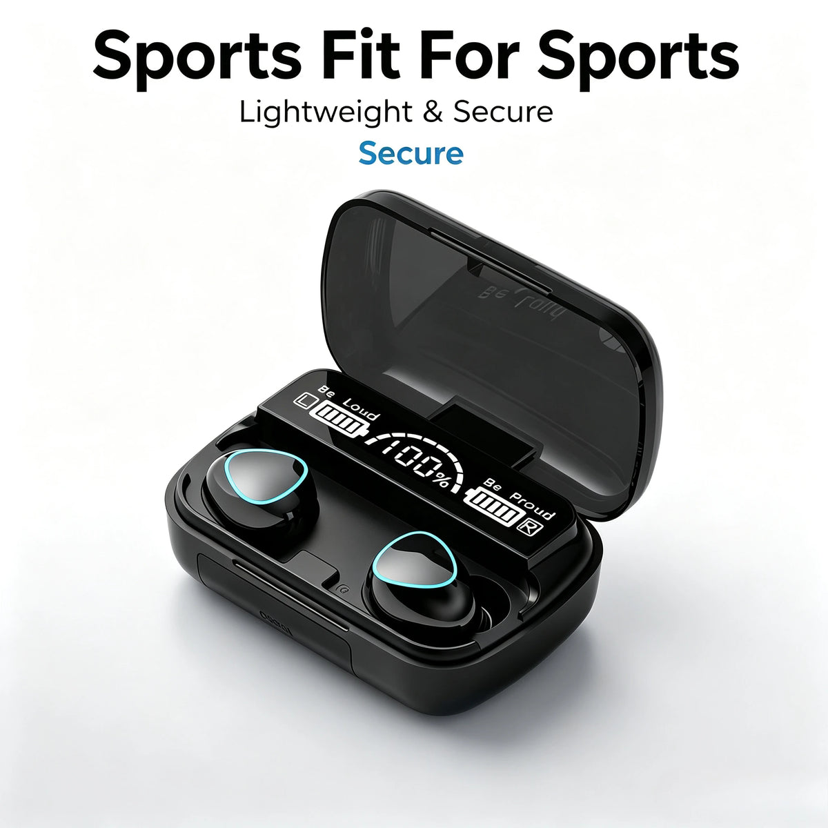 9D Stereo Surround Sound Bluetooth Earphones Sports In-Ear Wireless Headphones Featuring LED Digital Battery Display