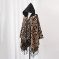 2025 New Men's Imitation Wool Cape Shawl Cross-border Hot Selling Hooded Woven Slit Cape Autumn and Winter Poncho Cloak P8