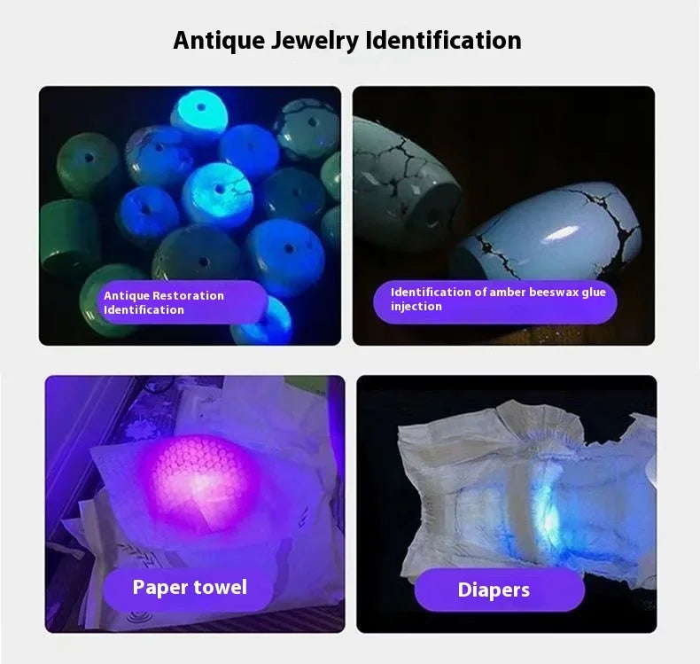E9 Purple Light Lamp UV Flashlight 365NM Fluorescent Agent Detection USB Charging UV Nail Flashlight Currency Verification Lamp