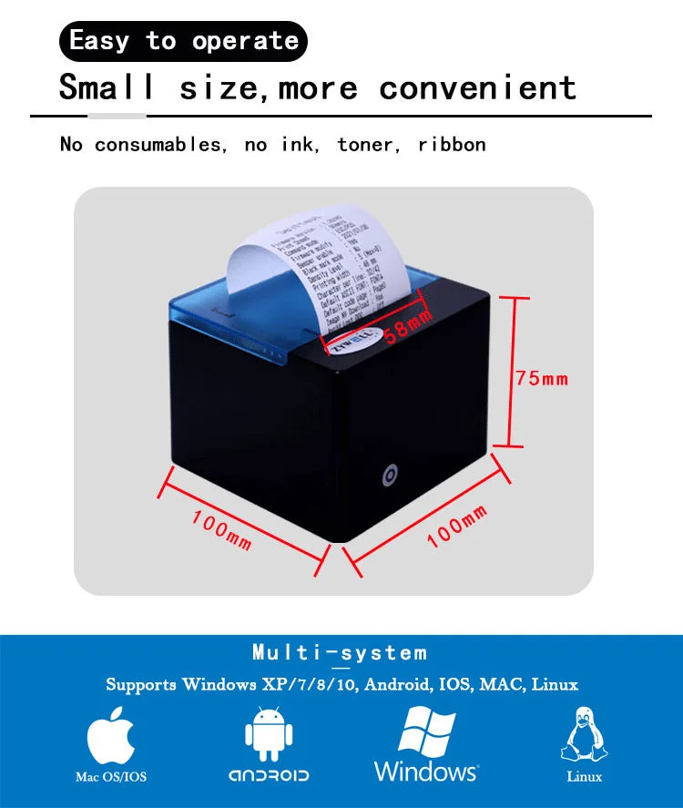 Thermal Pos 58mm bluetooth Android Receipt Printer Restaurant Billing Invoice Printing Machine Printer