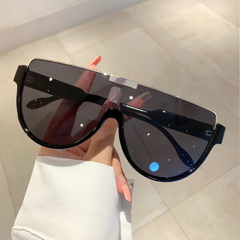 KAMMPT Vintage Semi-round Sun Glasses Women Fashion Monoblock Outdoor Goggle Shades Ins Trending 2024 New Design Sunglasses