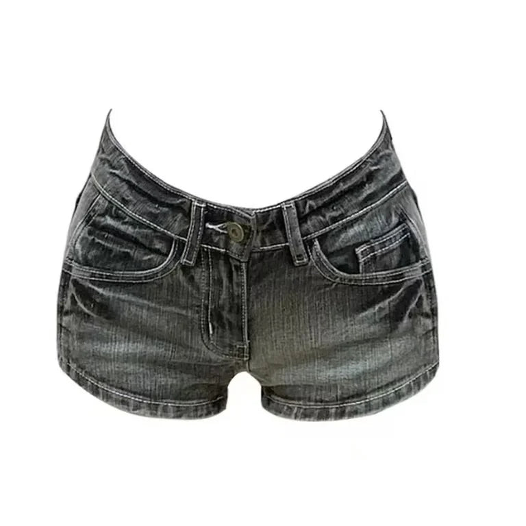 Vintage Streetwear Style Washed Retro Leopard Print Shorts 2025 Sumemr New Denim Shorts Women Y2k Sexy Slim Fit Bodycon Jean