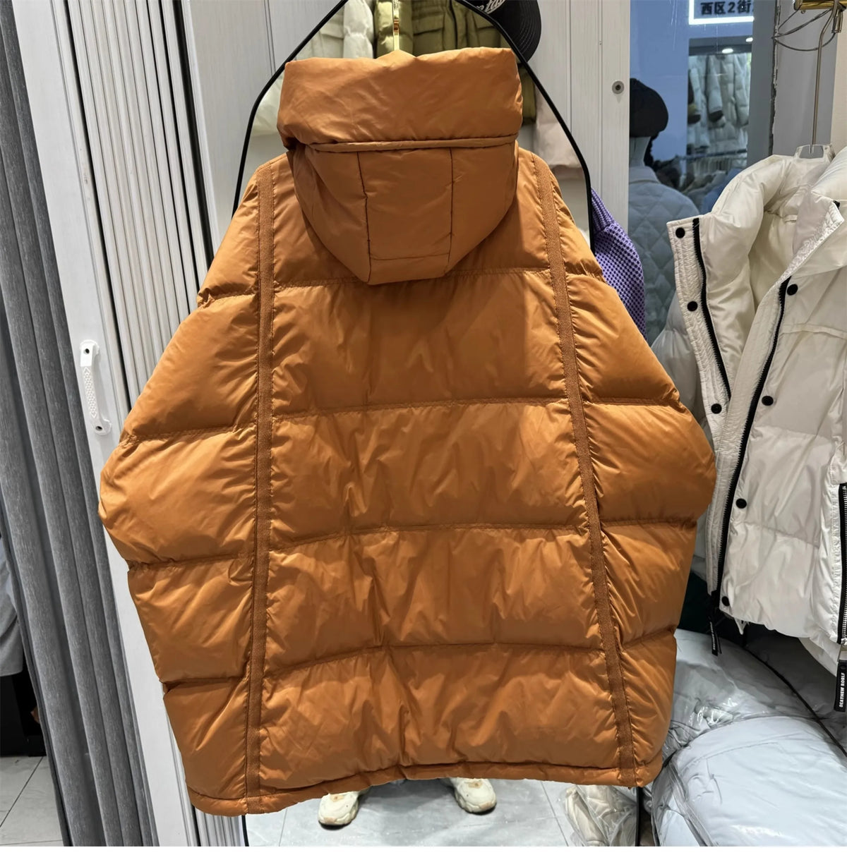 2025 New Winter Women 90% White Duck Down Jacket Casual Loose Over Size Warm Parka Female Drawstring Hooded Puffer Coat