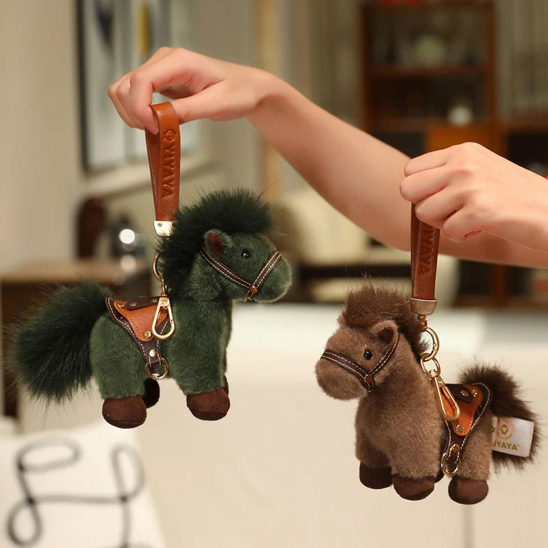 13/22cm High Quality Plush Steed Toy with Saddle Cute Plush Horse Doll Lovely Stuffed Animal Pony Bag Charm