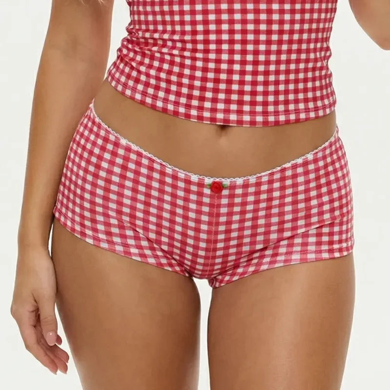 Y2k Cute Floral Embroidered Women's Boxers Safety Shorts Anti-Chafing Underwear Low Rise Boyshorts Sexy Female Panties