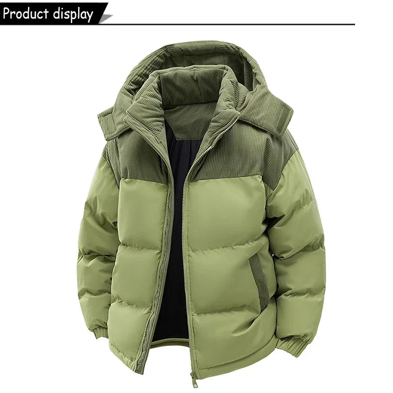 Winter Men Waterproof Windproof Casual Jacket Mens Puffer Hooded Fashion Jacket Man Outdoor Loose Thick Jacket Windbreaker Parka