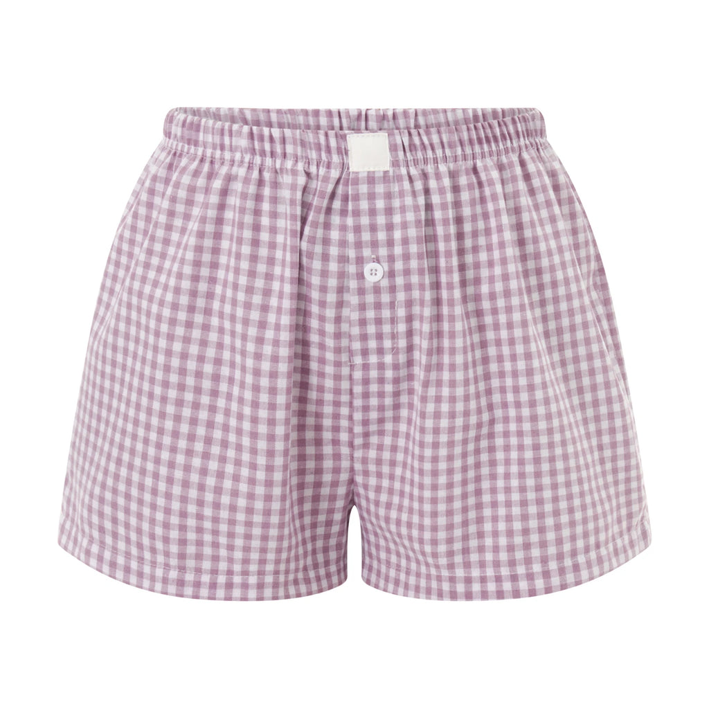 hirigin Women Y2k Gingham Boxer Shorts Stripes Button Elastic Waist Boxers Cute Mini Bloomers Plaid Loose Fit Boy Shorts