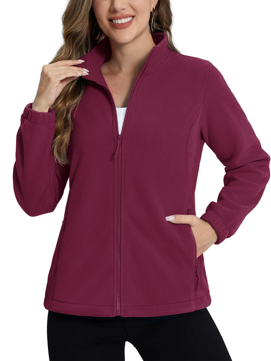 TACVASEN Women's Winter Fleece Jacket Lightweight Full Zip Sweatshirts Coat Casual Zipper Soft Warm Sweaters Outwear Female