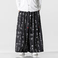 New Chinese Style Wide Leg Pants Men Vintage Print Casual Harem Pants Mens Casual Harajuku Streetwear Jogging Loose Trousers 5XL