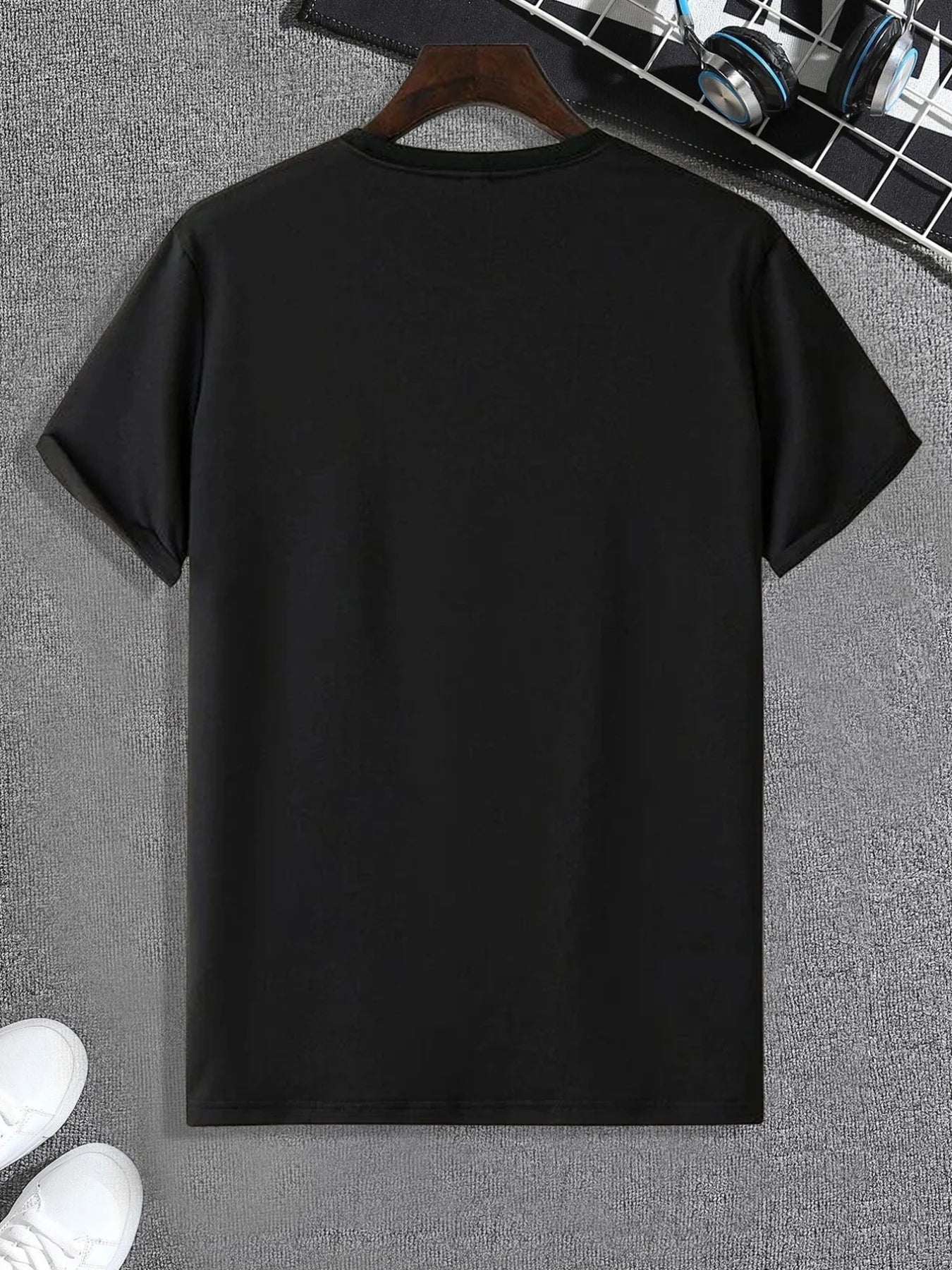 Men's Summer 100 Cotton Fashion Casual Loose Large Size Geometric Airplane Pattern Printed Round Neck Short Sleeve T-shirt Top