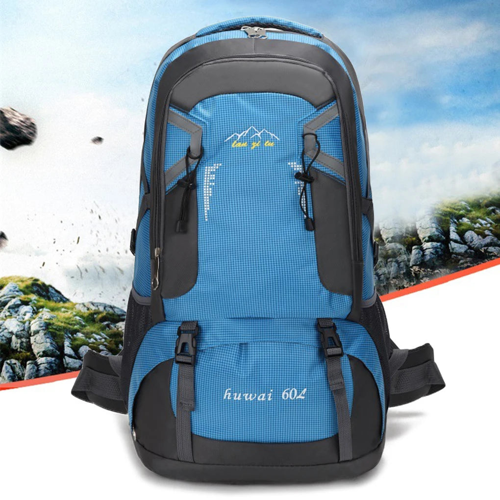 60L Backpack Outdoor Large Capacity Waterproof Rucksack Climbing Pack Zippered Portable Lightweight Bag
