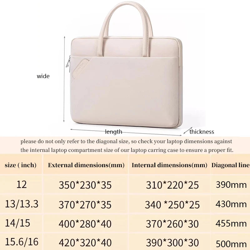 Laptop Bag 13.3 inch for MacBook Air/Pro 13 14 M4 HP Dell XPS ASUS VivoBook Lenovo Thinkpad Xiaomi Notebook Handbag 15.6 16 inch