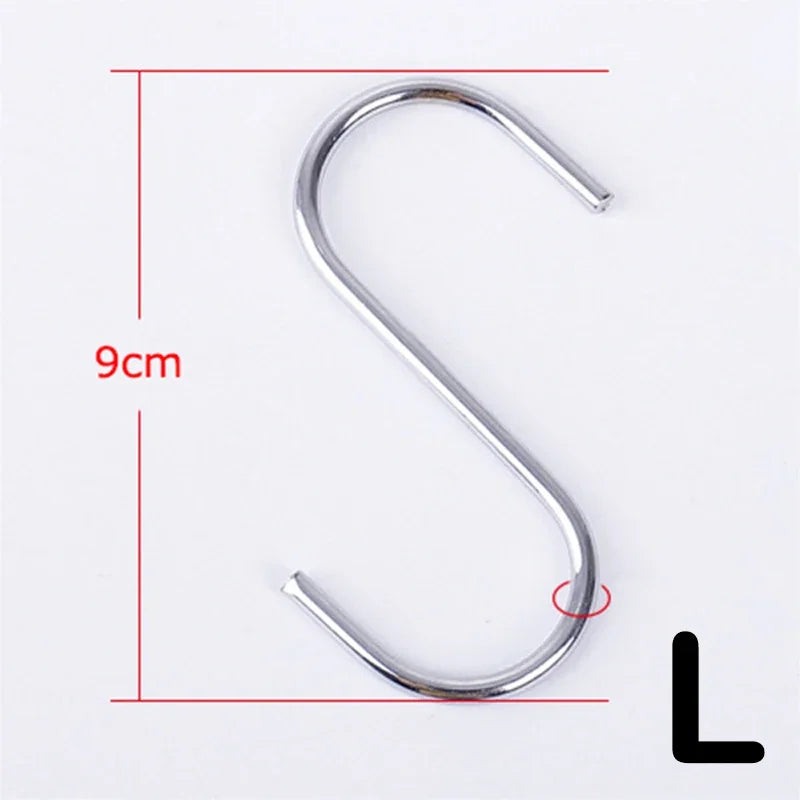 2/10Pcs S-Shape Hook Stainless Steel Clothes Bags Towels Plants Hanging Rack Multi-function Kitchen Bedroom Railing Hanger Hook