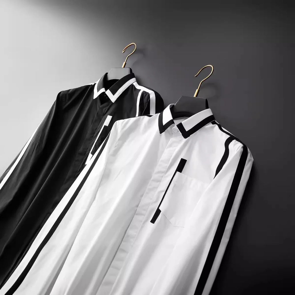 Personalized Design Spliced Men's Shirt Cotton Long Sleeve Casual Shirts Handsome Versatile Business Social Banquet Dress Shirt
