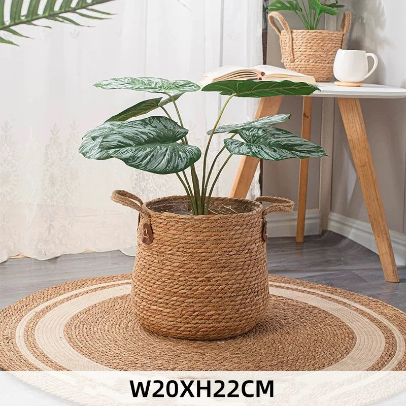 Natural Wicker Planter Basket  Flower Pot Home Garden Rattan Basket Straw Flower Basket 20/25/30CM