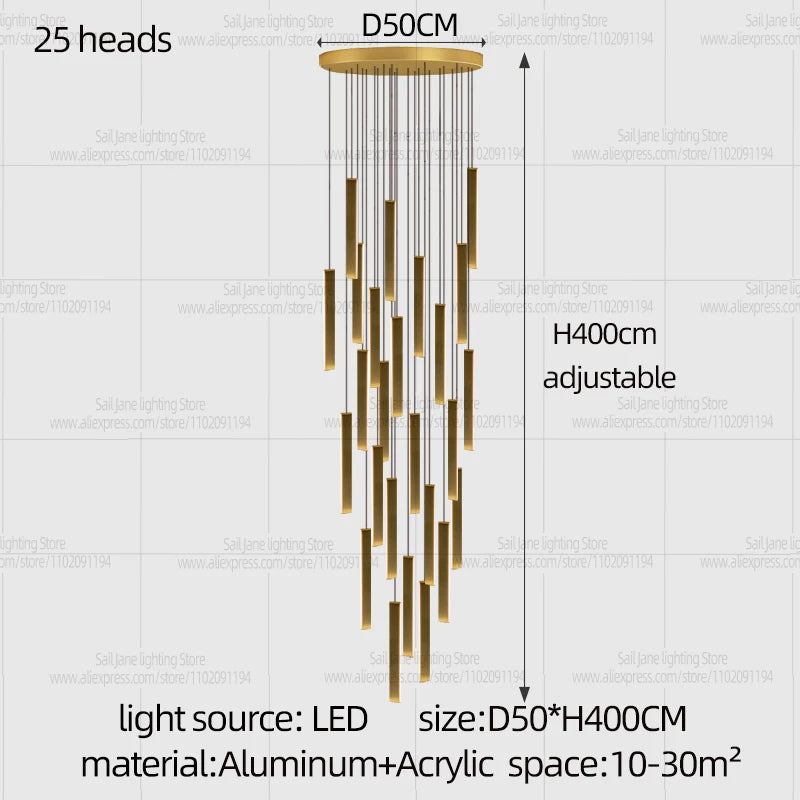 Modern Stair Chandelier Indoor Lighting Ceiling Lamp Attic Room hanging Light LED Chandeliers For Living Room Pendant Lights