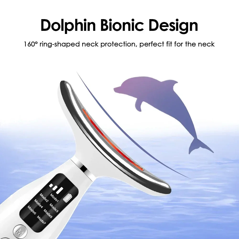 7 Colors LED Photon Therapy Face Neck Massager 3 Adjustable Gears Vibration Anti Wrinkle Skin Tightening Lifting Home Beauty Dev