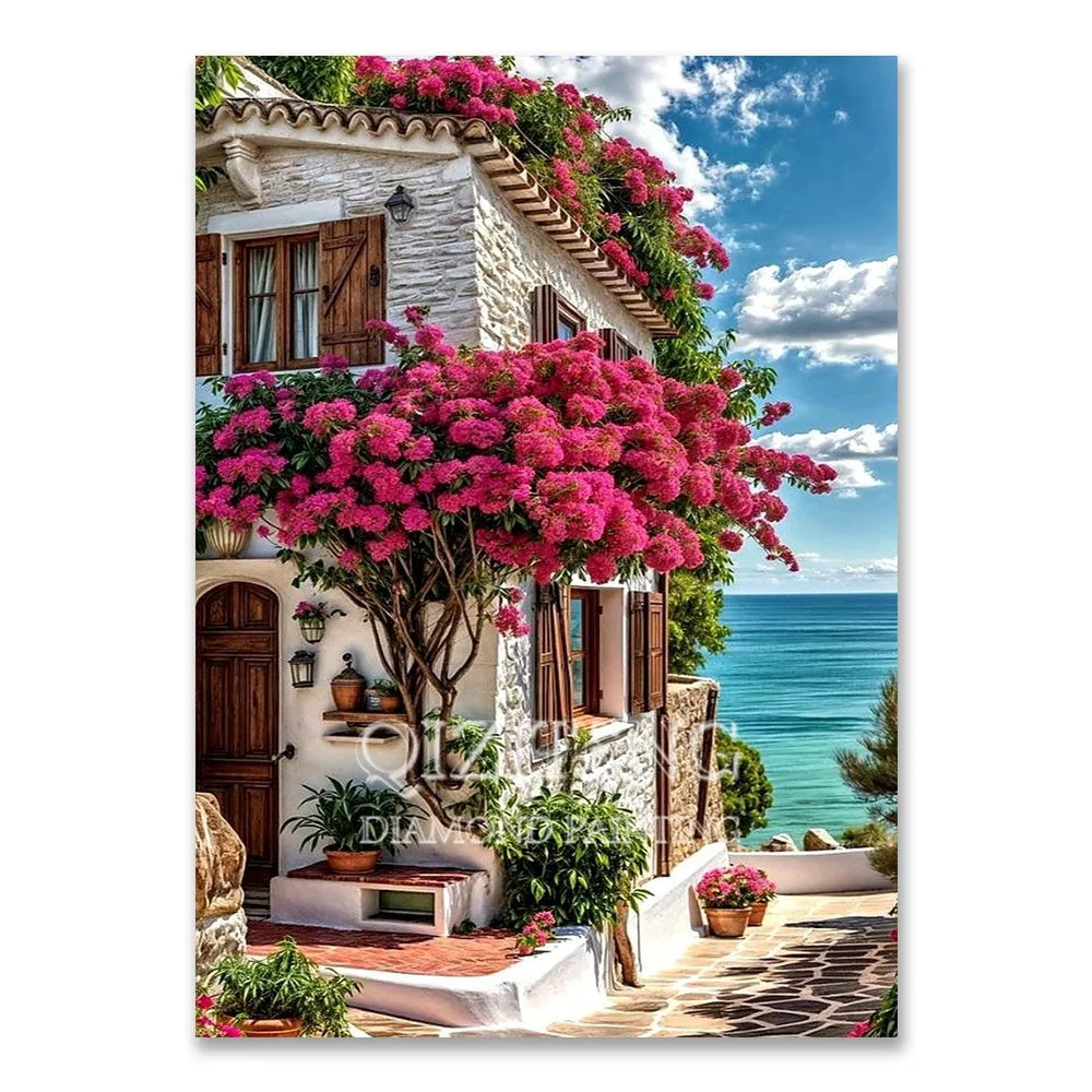 European Architecture 5D DIY Diamond Painting Kit Natural Landscape Full Diamond Mosaic Cross Stitch Kit Room Decoration Gift