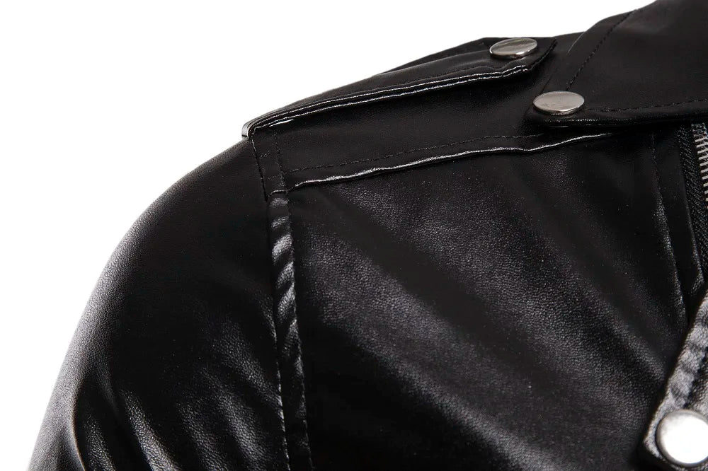 2023 Men's Autumn and Winter Lapel Leather Jacket Business Casual Oblique Zipper PU Leather Motorcycle Leather Jacket