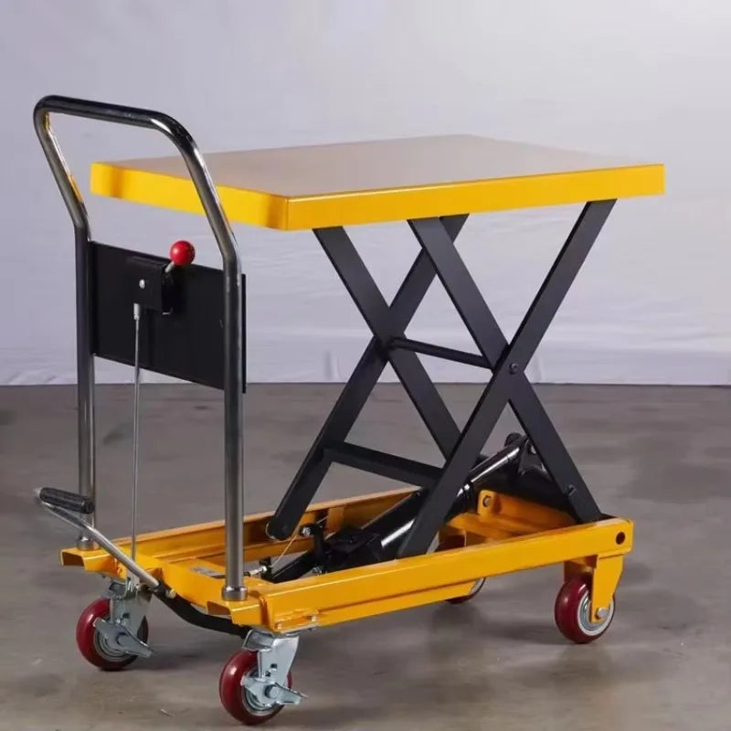 Portable 300KG Manual Hydraulic Scissor Lift Platform Flatbed Trolley Mini Mobile Steel Material Shopping Storage Use OEM