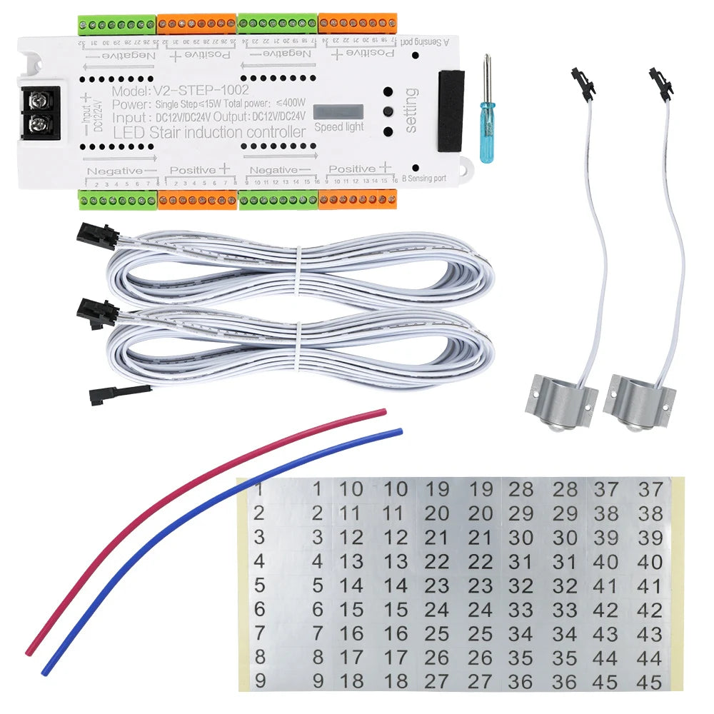 Stair Light Controller Kit Stairway Lighting 32 Channels For Stairs Flexible Strip Automatic DC 12V 24V LED Motion Sensor