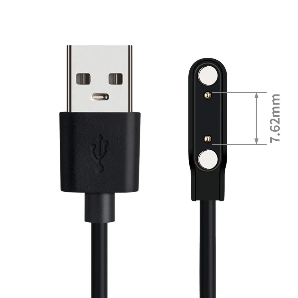 Universal 2Pin 4mm 7.62mm 4Pin Strong Magnetic Charge Cable USB Charging Line Cord Black White for Smart Watches