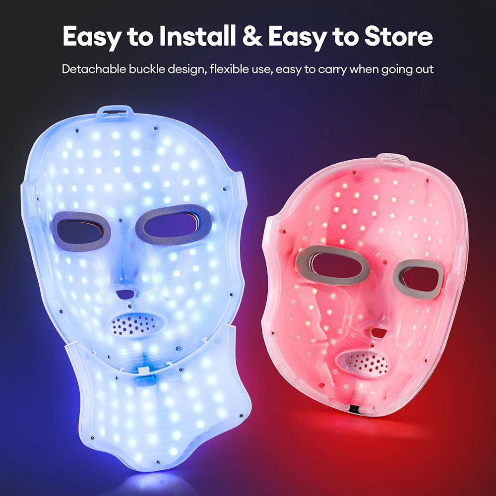 7 Colors LED Face Neck Mask Rechargeable LED Photon Beauty Mask Machine Facial Lifting Skin Care Tool