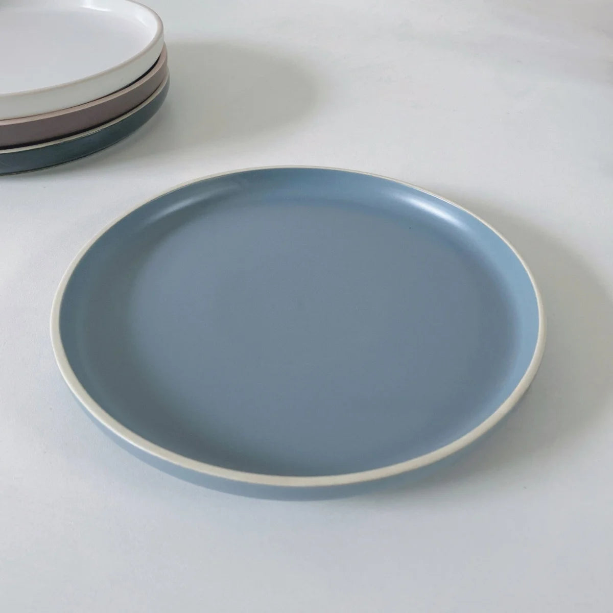 Nordic Style Ceramic Plate Pure Color Brown White Underglaze Dining Utensils Simple And Elegant Ins Style Flat Dishware