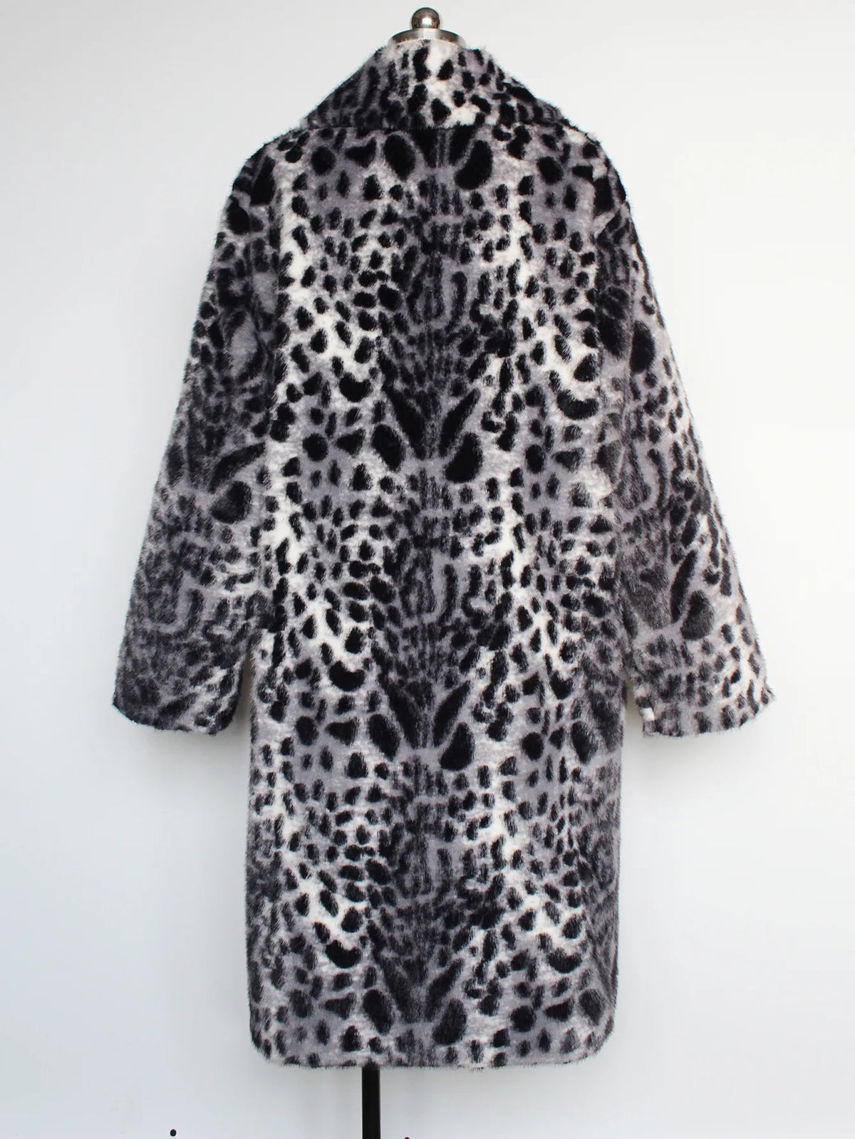 Men Faux Fur Coats Leopard Jackets Color Blocked Turn Down Collar Long Sleeve Single Breasted Straight Casual 2025 Autumn Winter